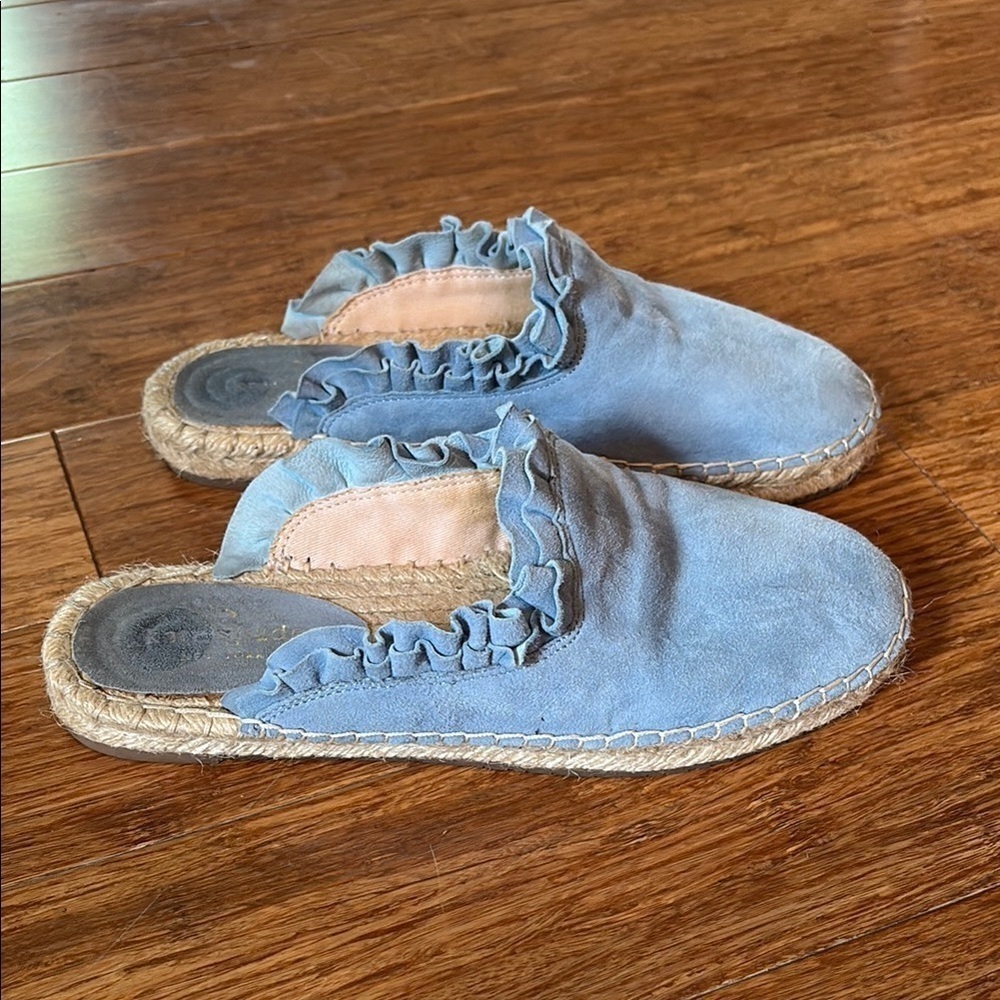 Kate Spade - Women's Blue Espadrille Slip-On Shoes / size 7 - Ruffle detail